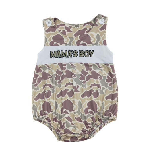 Camo Embroidered Mama’s Boy Romper