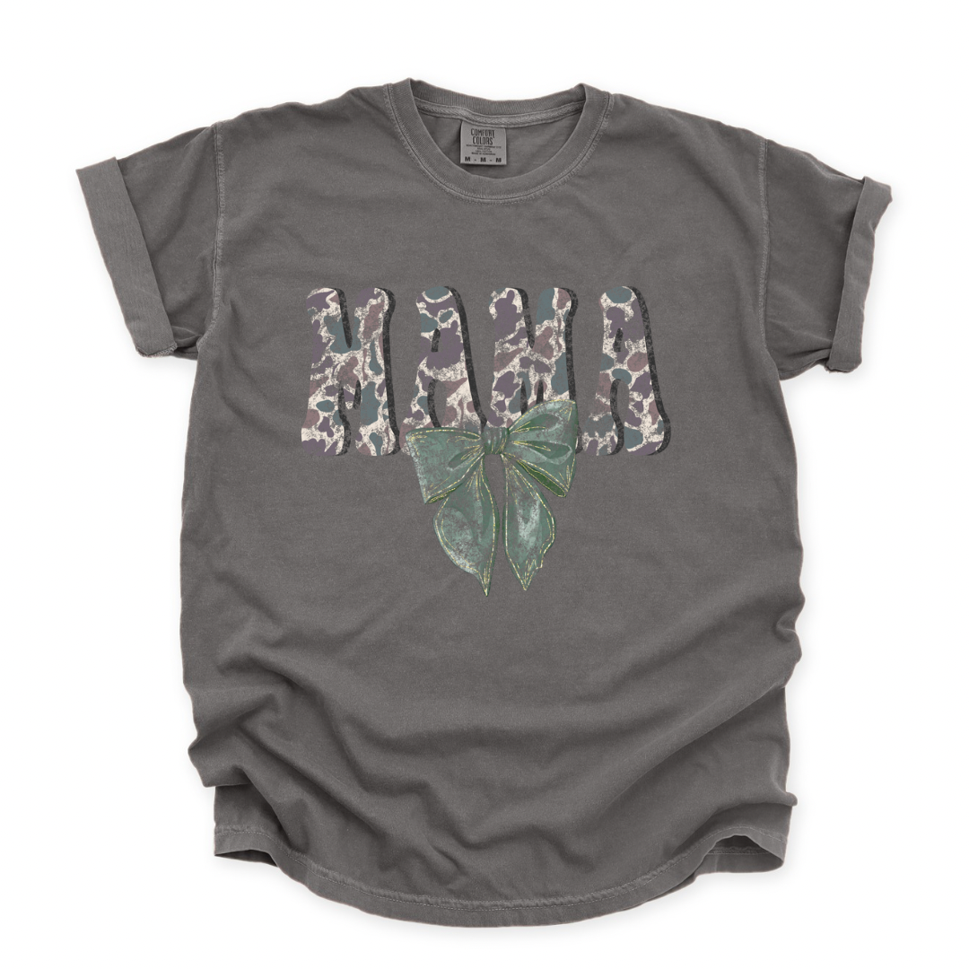 Distressed Retro Camo MAMA Bow - Pepper