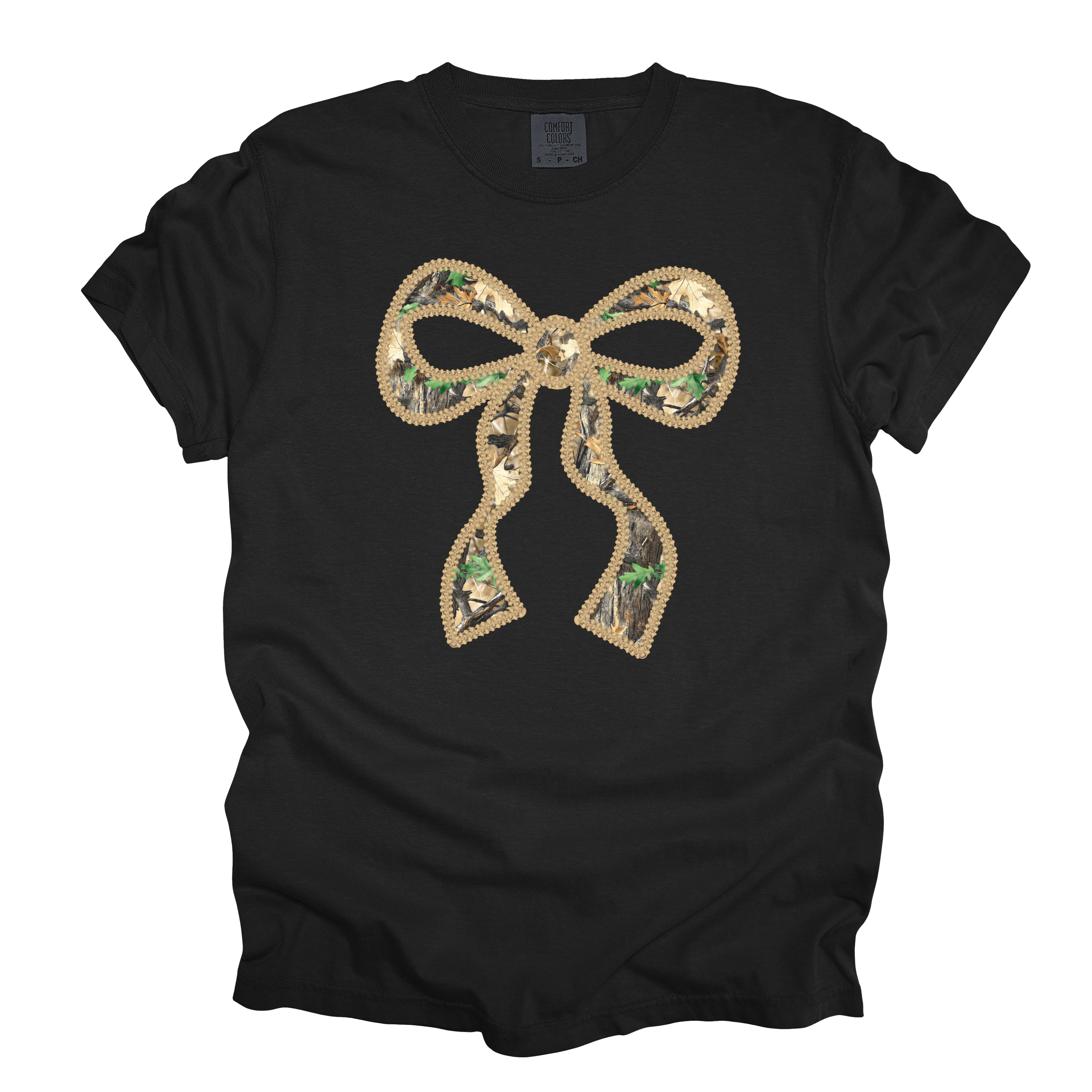 Real Tree Camo Bow Graphic Tee - Black