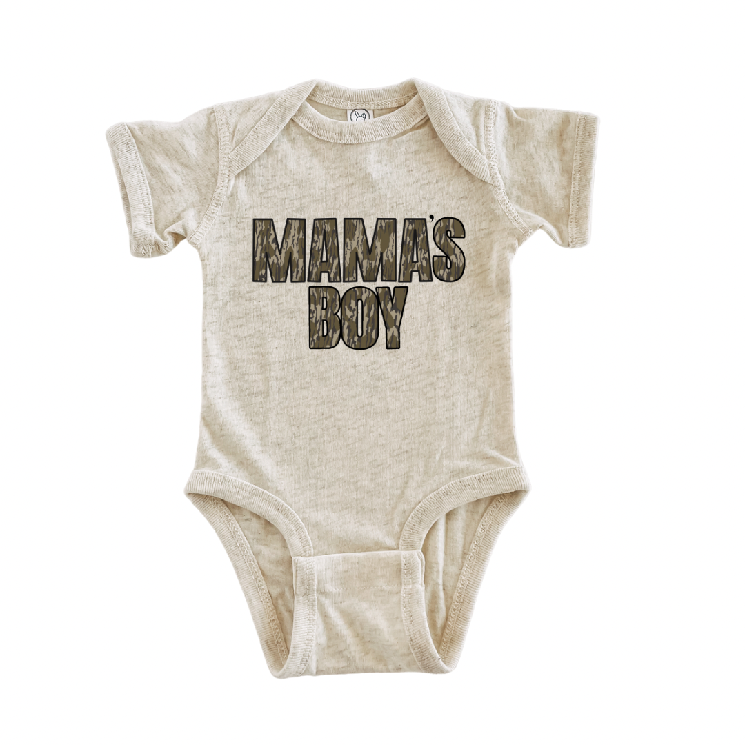 Dark Camo Mama’s Boy Onesie