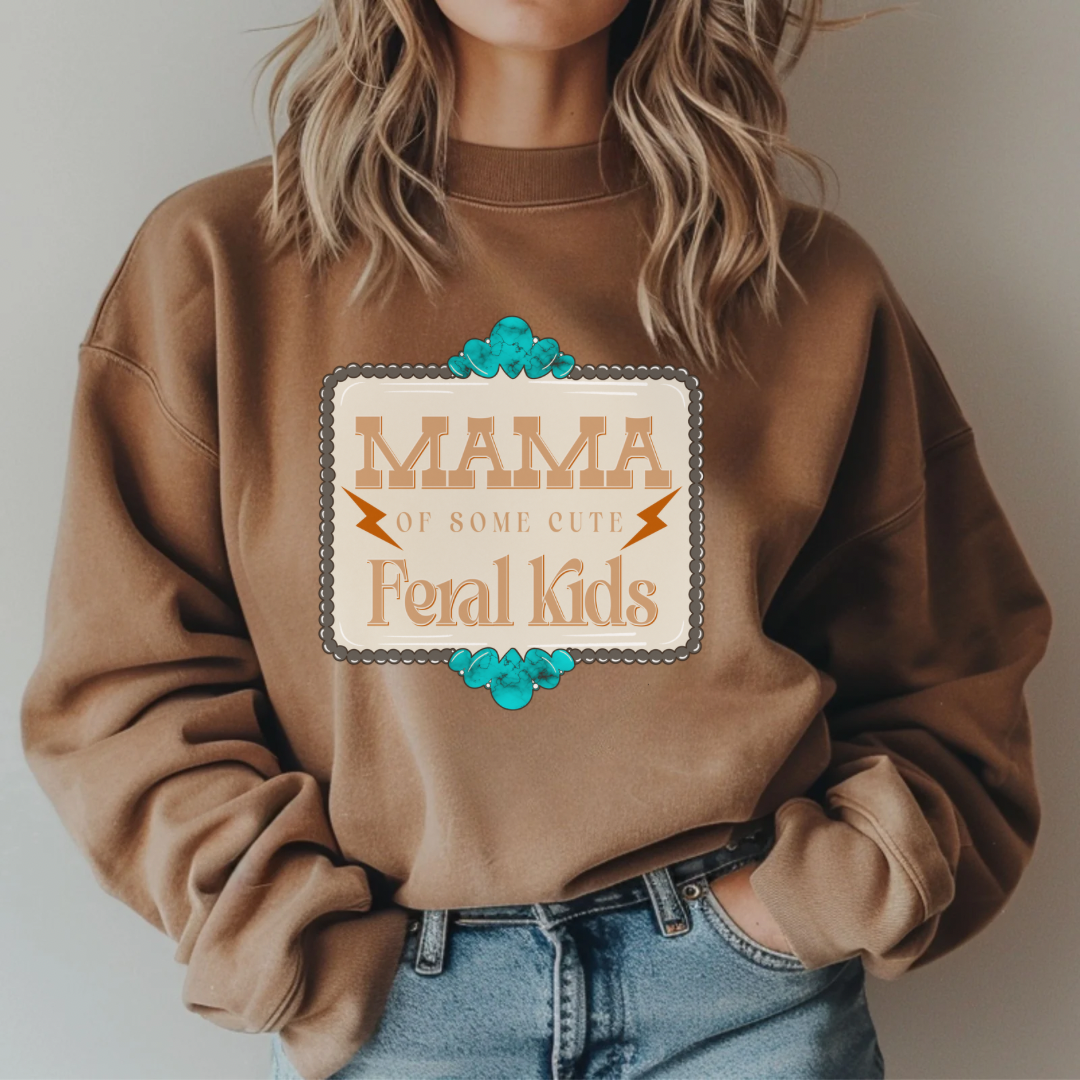 Mama Of Some Cute Feral Kids Sweatshirt - Espresso