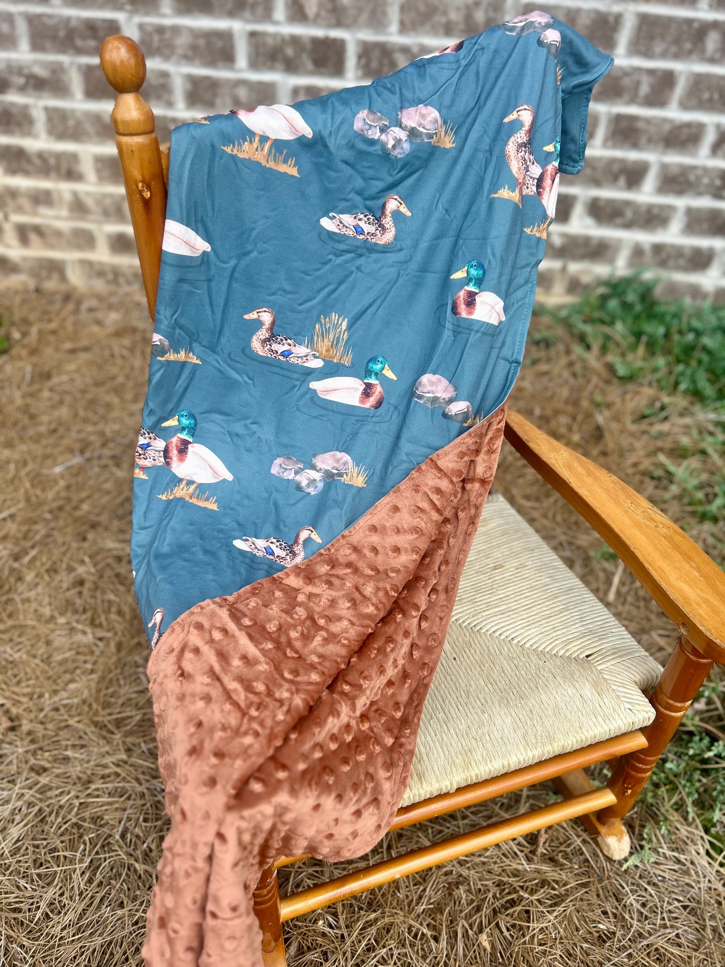 Navy Ducks Minky Blanket