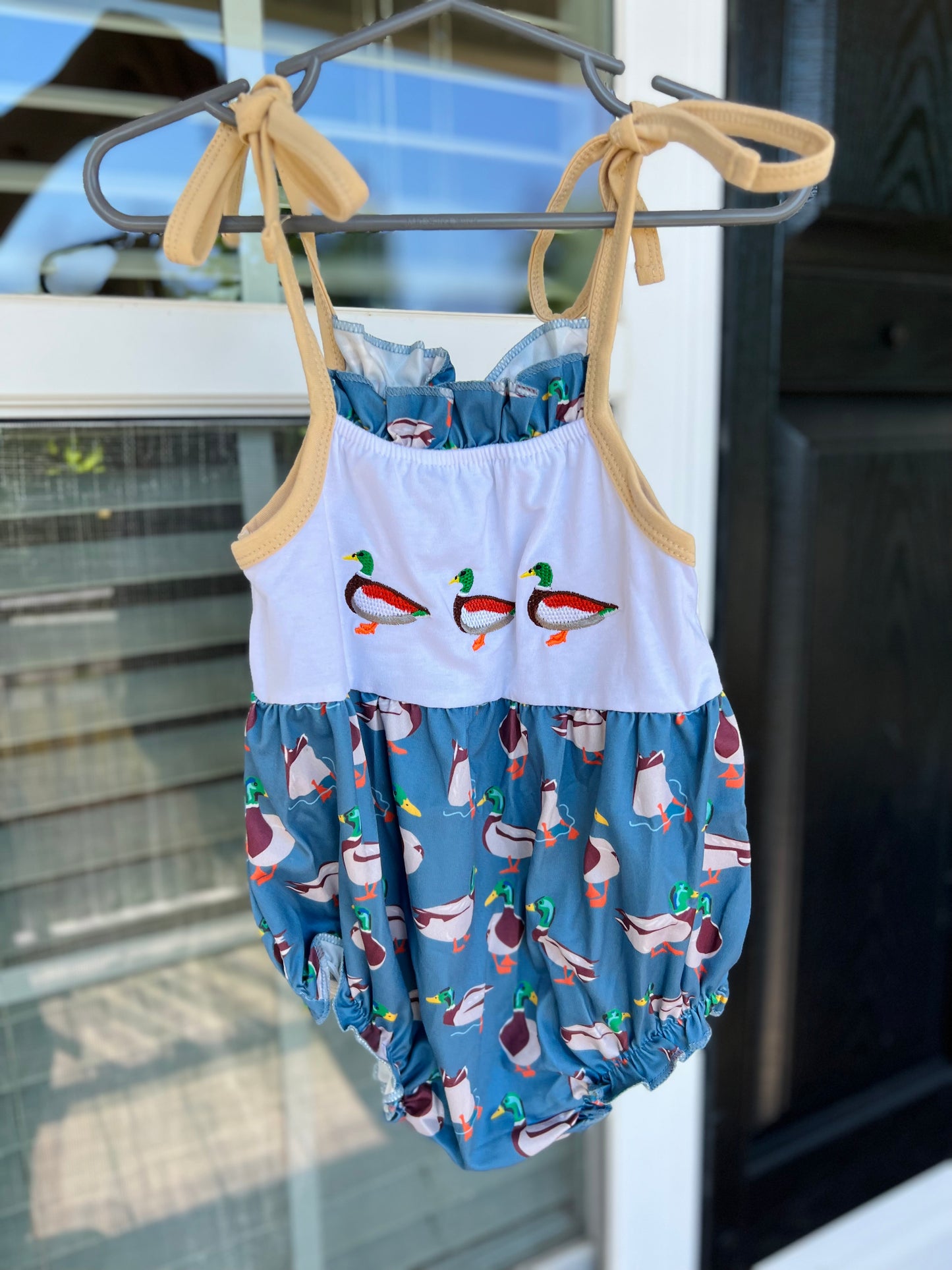 Embroidered Mallard Romper Girls