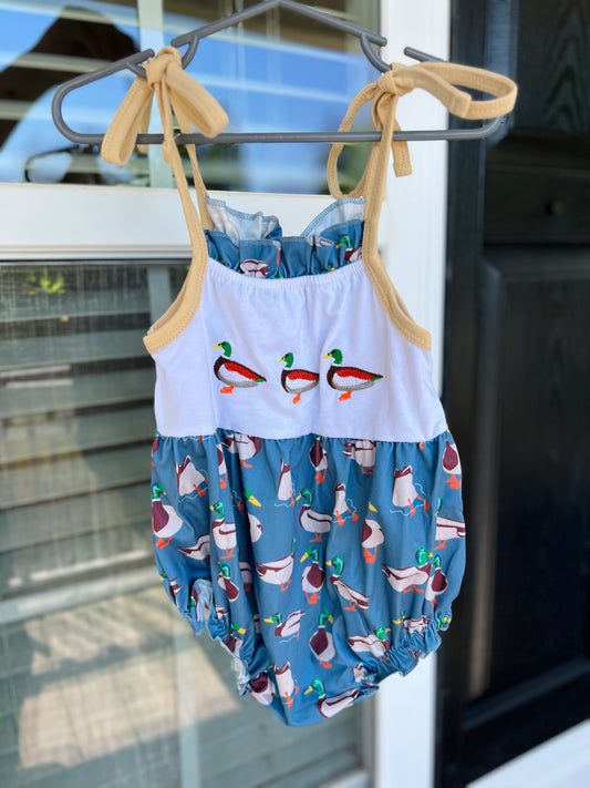 Embroidered Mallard Romper Girls