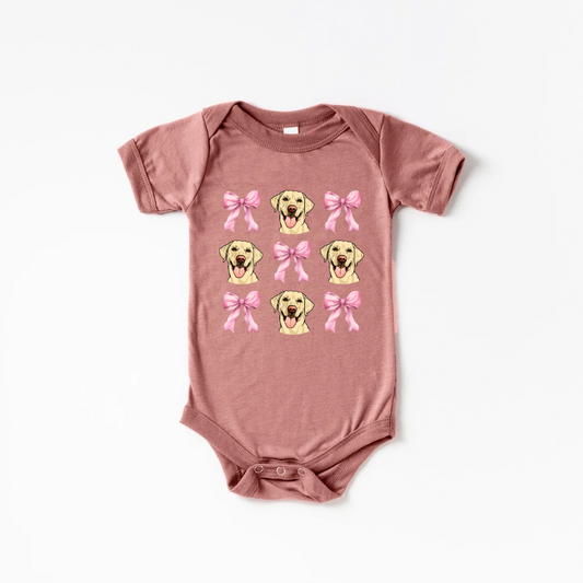 Yellow Labs & Bows Onesie