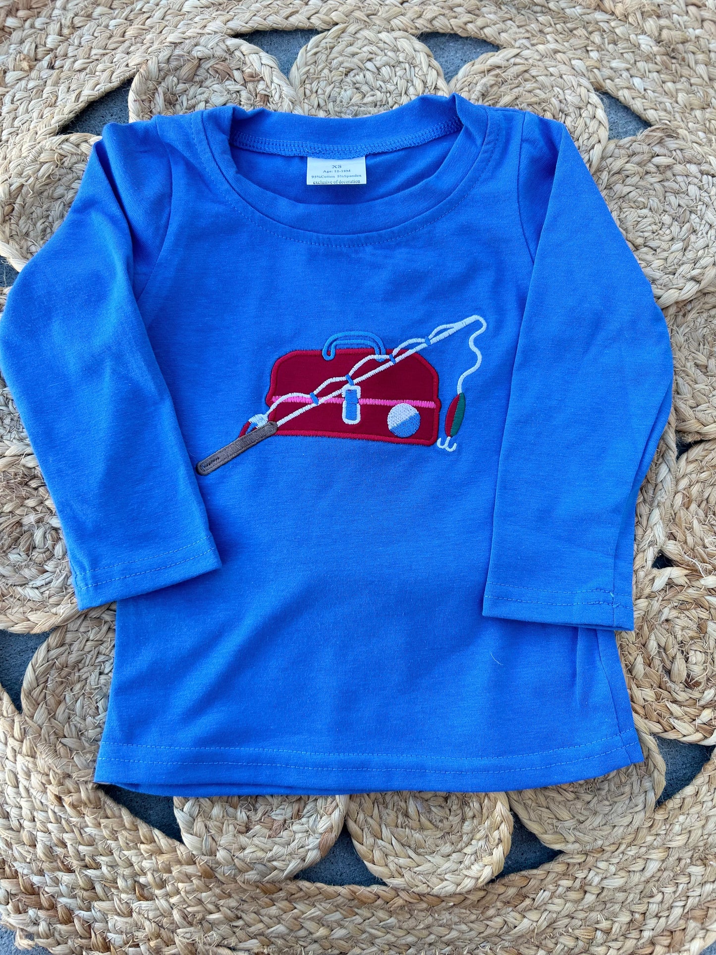 Blue Embroidered Tackle Box LS Top