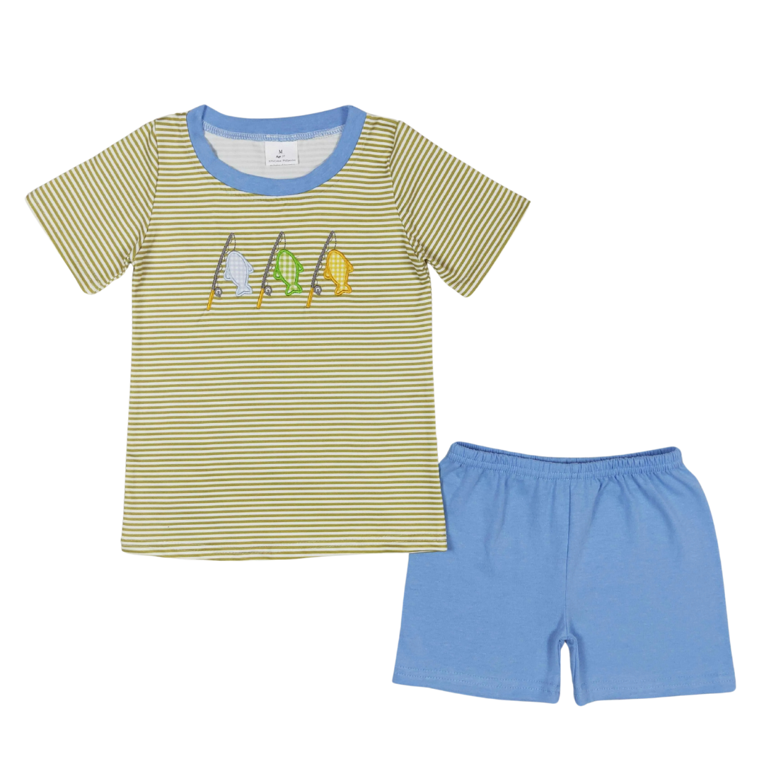 Yellow Striped Embroidered Fishing Set