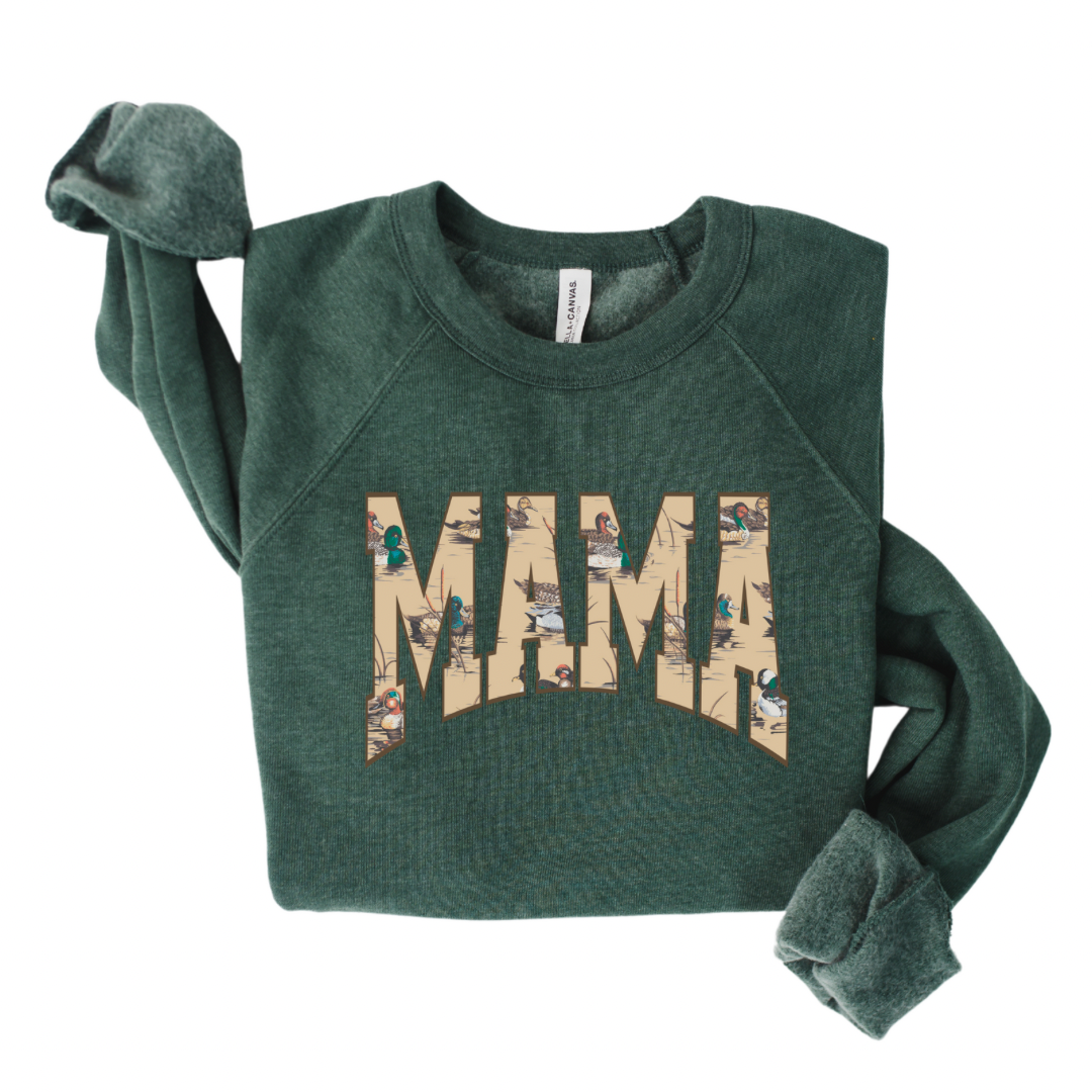 Mama Duck Print Crewneck - Bella Canvas