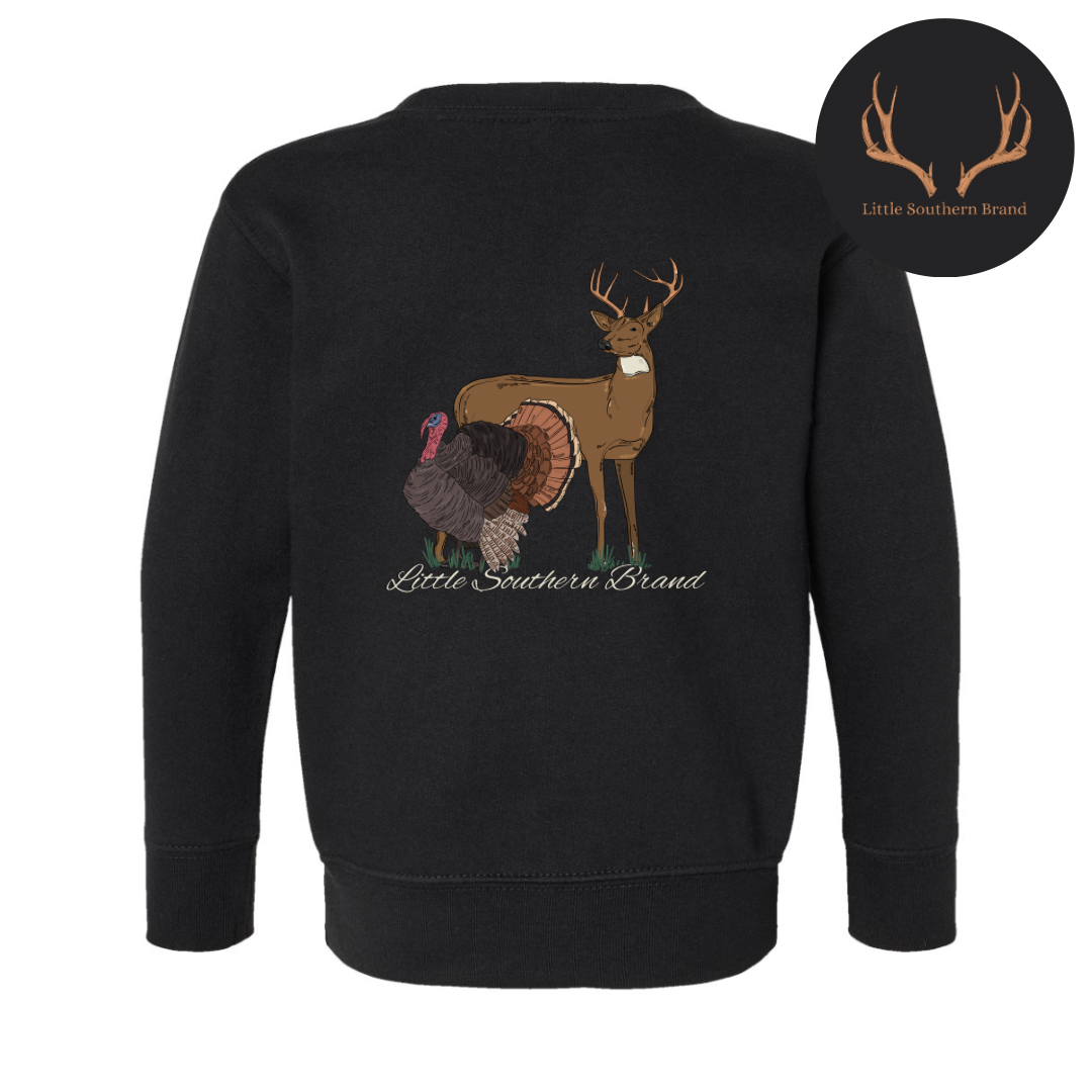 Deer & Turkey Crewneck - Black