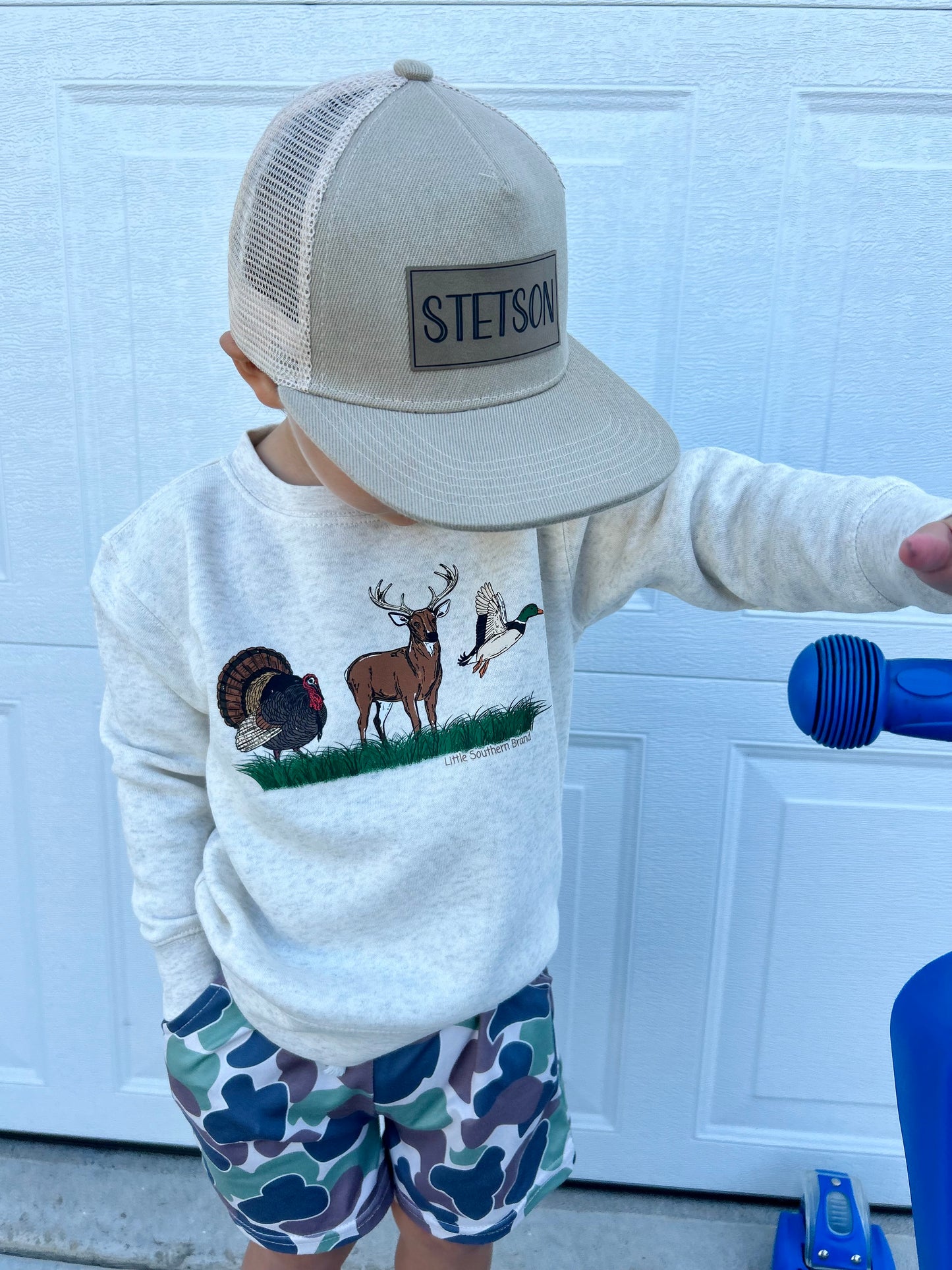 Turkey, Deer & Duck Crewneck - Natural Heather