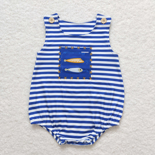 Blue Striped Embroidered Fishing Bubble