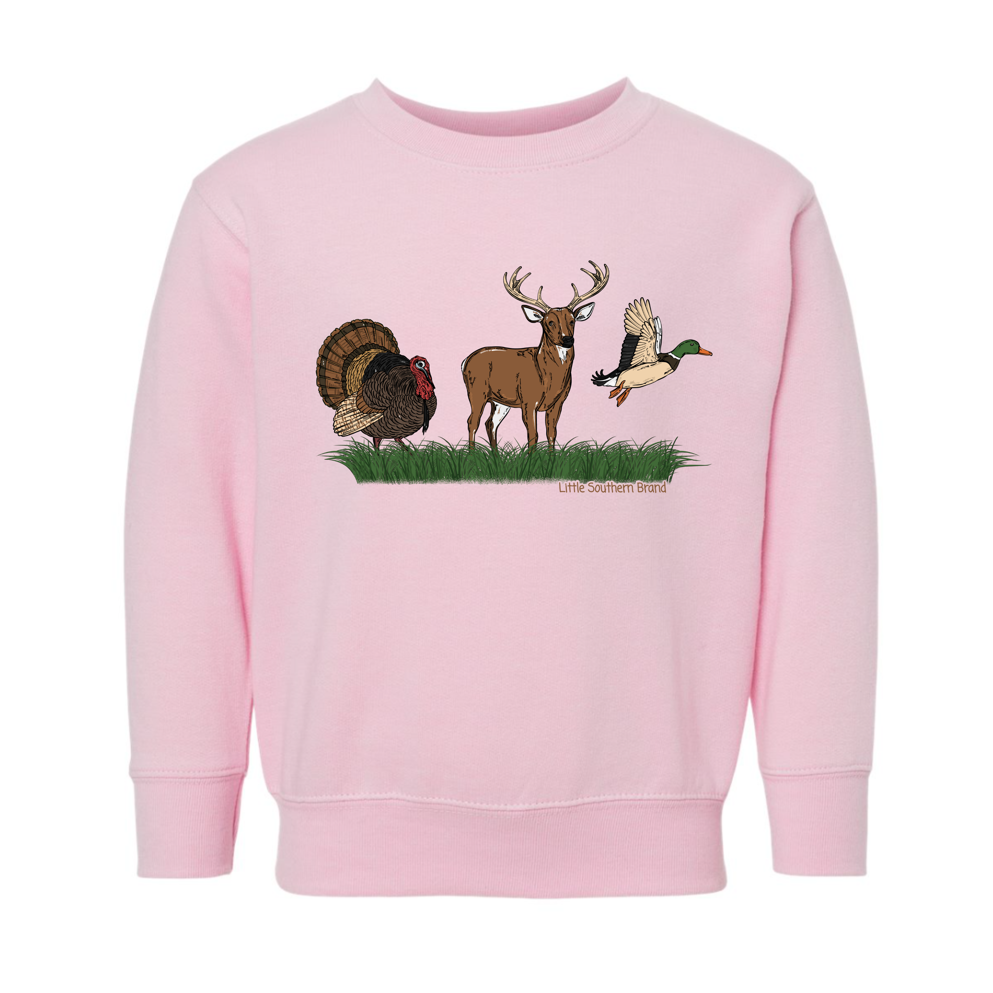 Turkey, Deer, Duck Crewneck - Pink