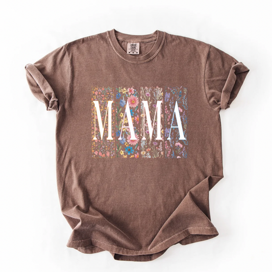 Pastel Floral MAMA graphic tee - Espresso