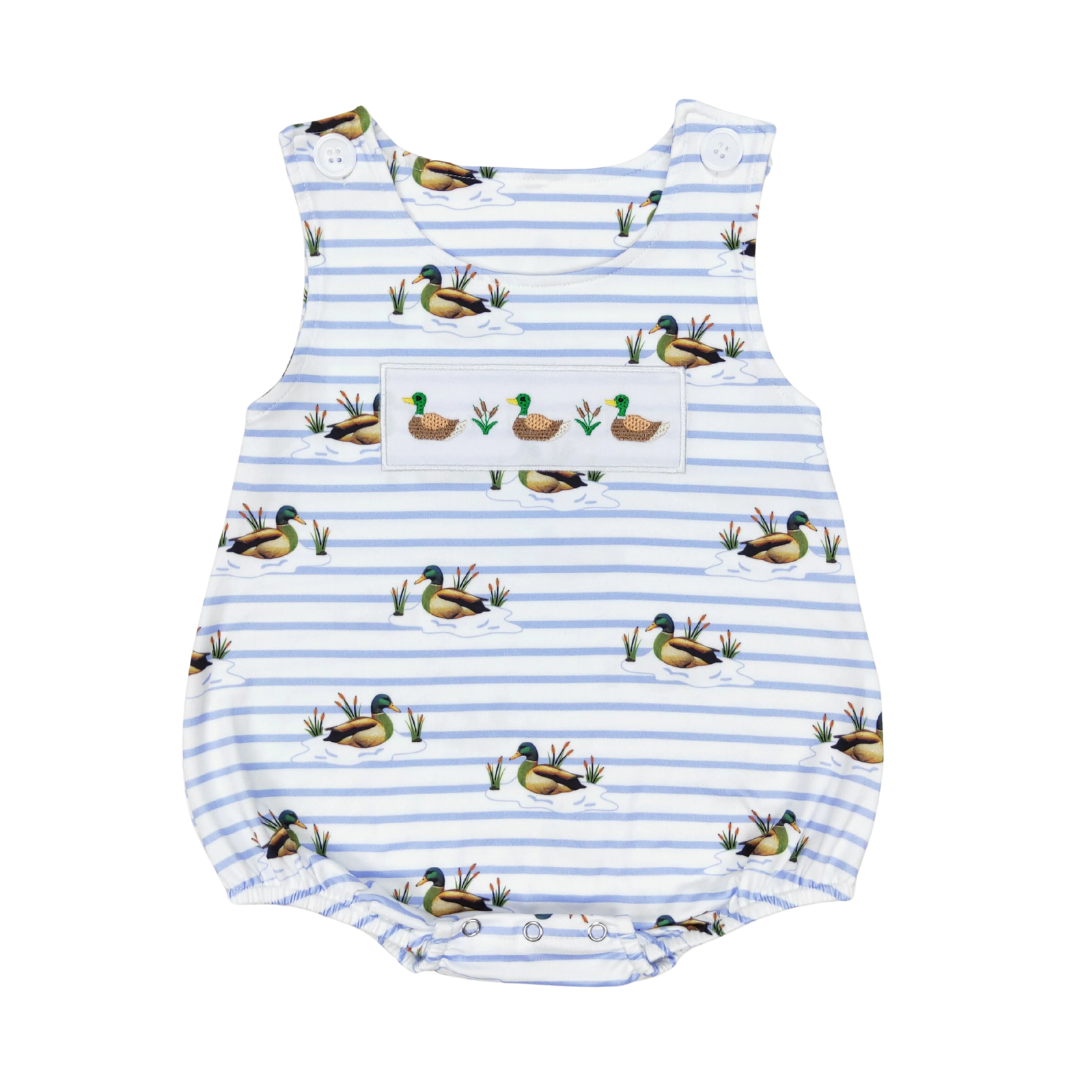 Embroidered Striped Mallard Trio Romper