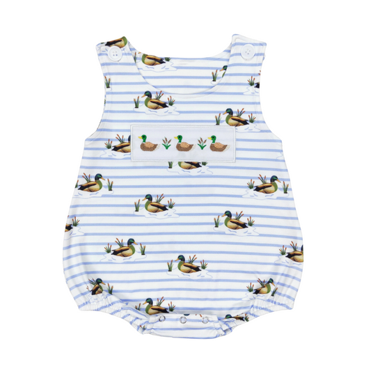 Embroidered Striped Mallard Trio Romper