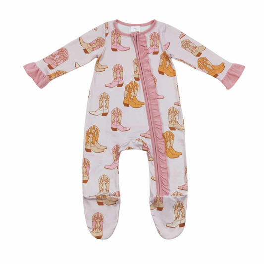 Cowgirl Boots Ruffle Footie