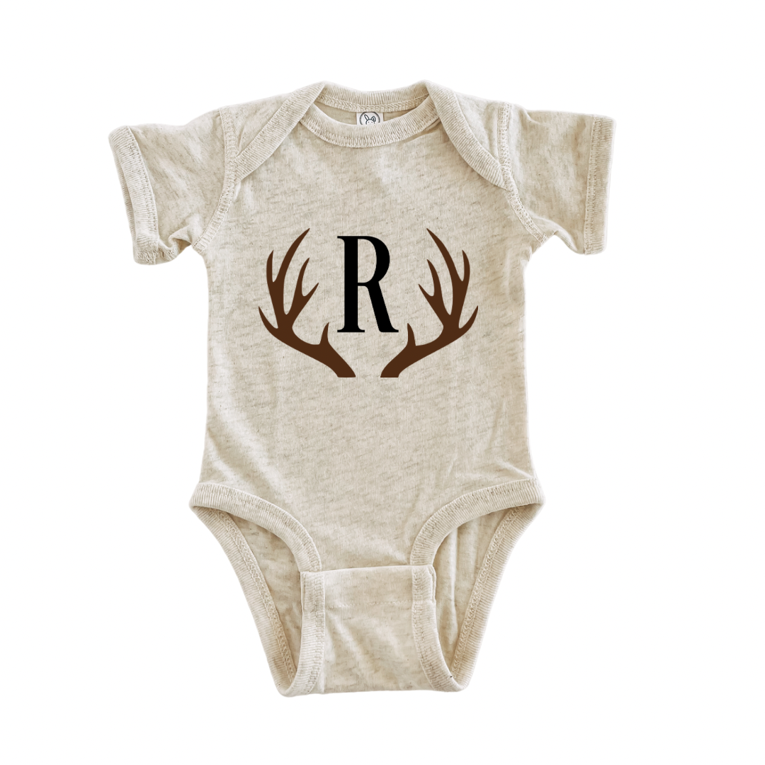 Antler Initial Onesie - *Please leave initial in the notes at checkout*