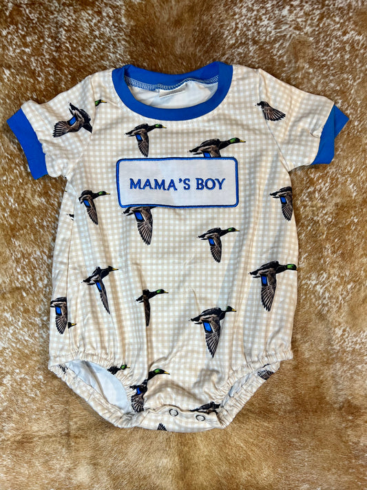 Embroidered Mama’s Boy Bubble Romper