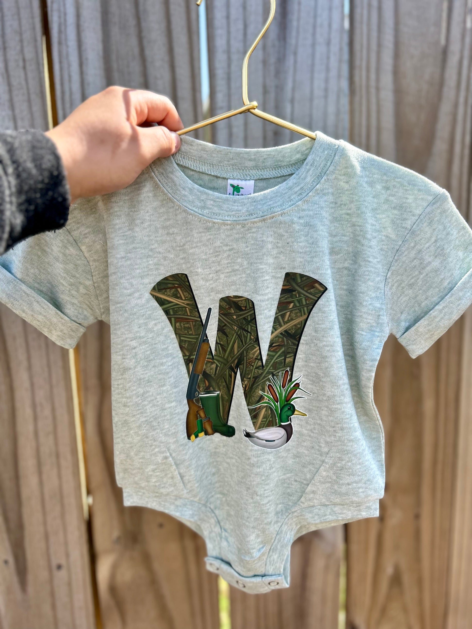 Duck Hunting Letter Onesie - Custom