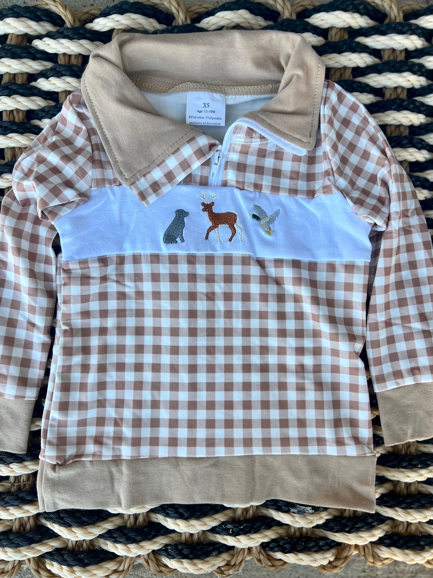 Dog, Deer & Duck Plaid Zip Pullover