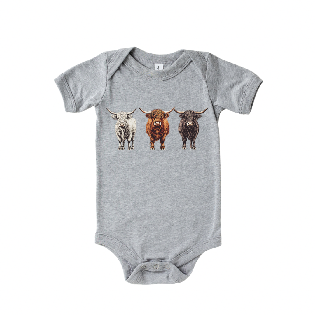 Highland Cow Trio Onesie