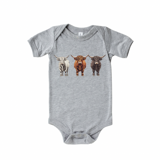 Highland Cow Trio Onesie