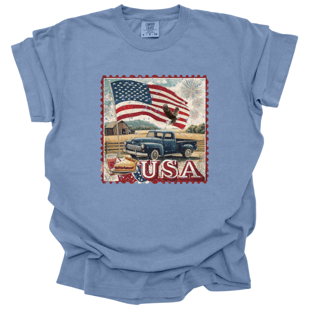 USA Stamp Shirt - Denim